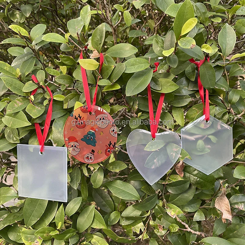 3 inch Sublimation Christmas Ornaments Blanks Frosted Glass Christmas Ornament 2023 Xmas Tree Ornaments