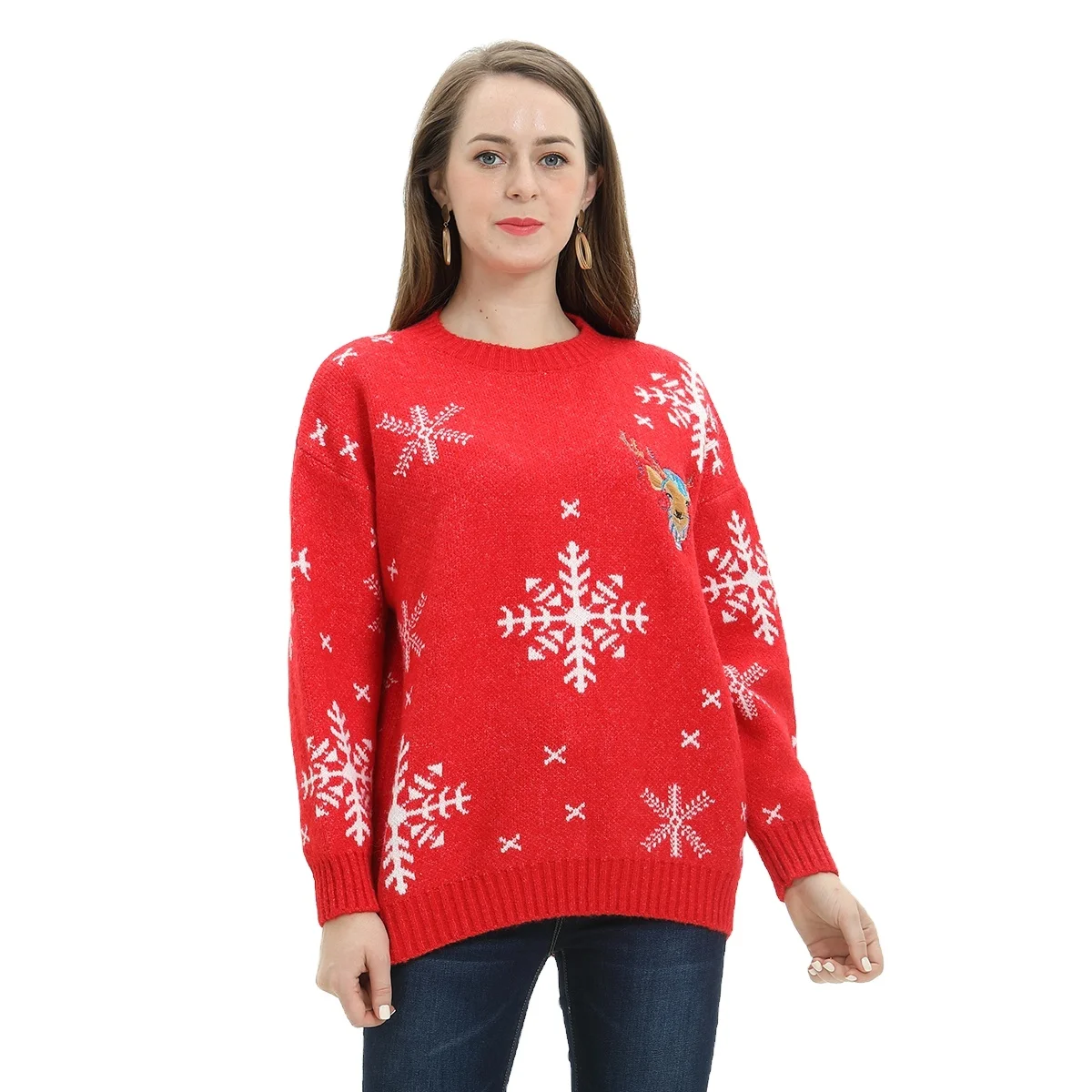 FYB 2021 Wholesale Novelty Long Sleeve Christmas Jumpers Custom Knitted Pullover Ugly Christmas Loose Sweater unisex
