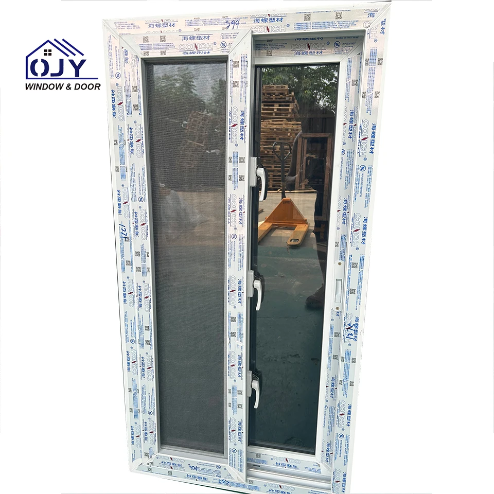 Factory Direct Sale Popular Safety Toughened Hurricane Impact Double Glass PVC Window For Home