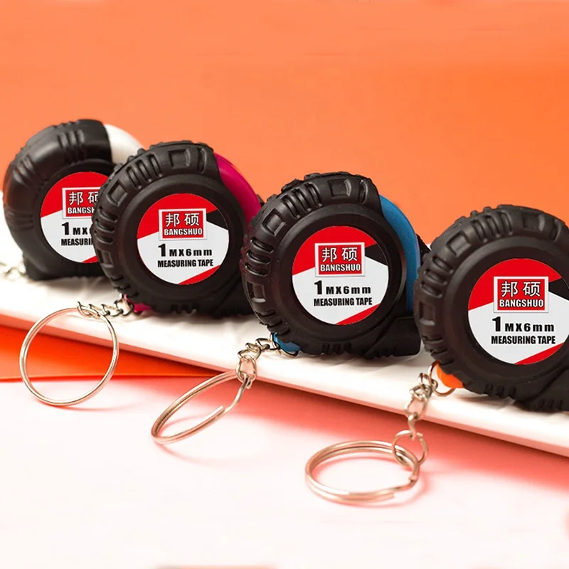 Keychain Measure Tape Ruler Customized Logo Mini Plastic Retractable 1Meter Tape Measure with Keychain
