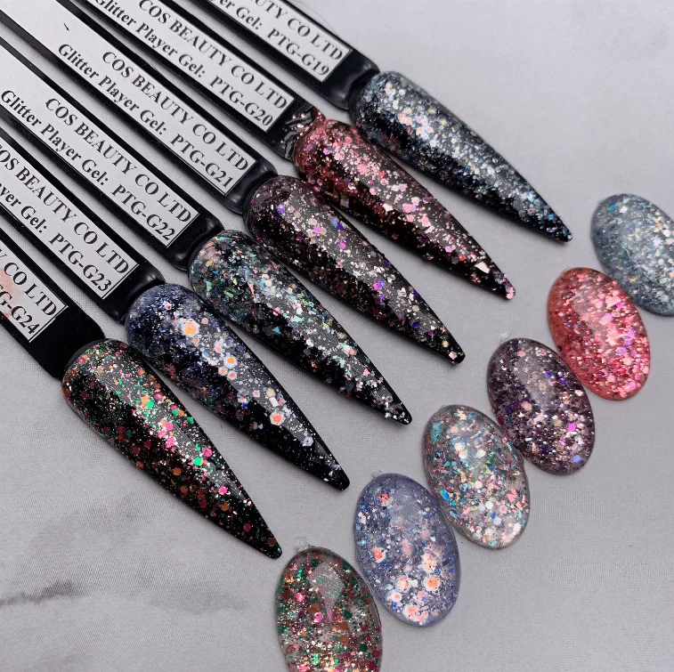 Hot sell OEM and ODM glitter playergel nail polish uv gel