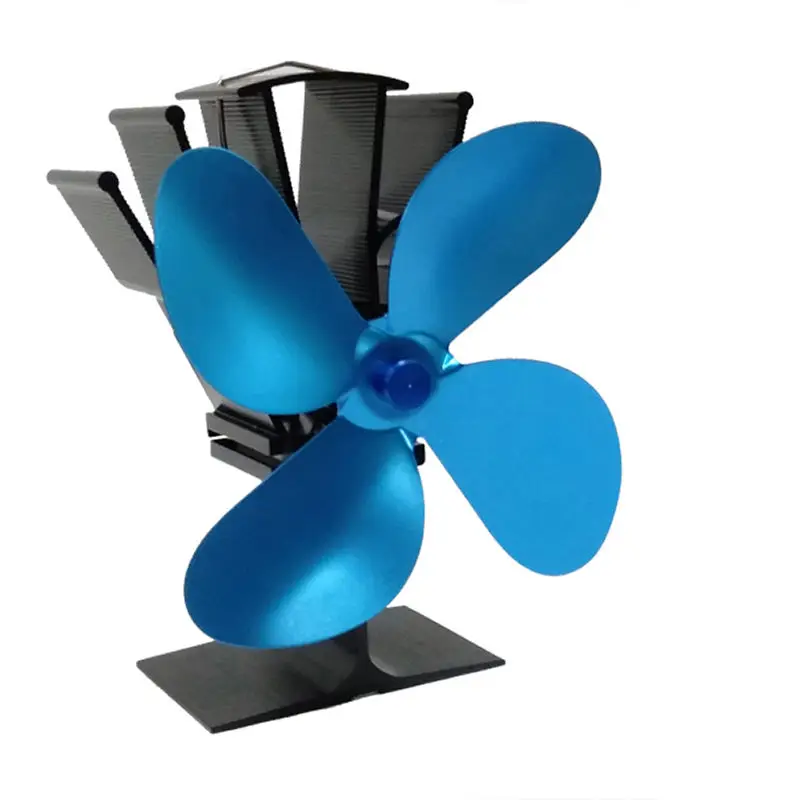 Factory supply Low Consumption No battery 4 blade Fireplace Fan chimney fan wood burning Stove Fan