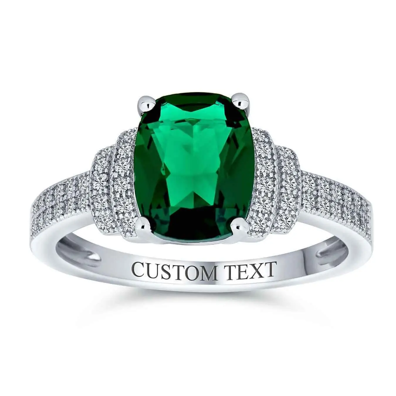 5CT Statement CZ Green Imitation Emerald Cut Engagement Ring 925 silver ring