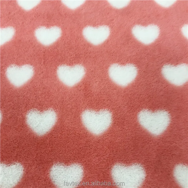 100% Polyester Knitted 8mm Low Pile Heart Print Rabbit Faux Fur Minky Plush Fabric