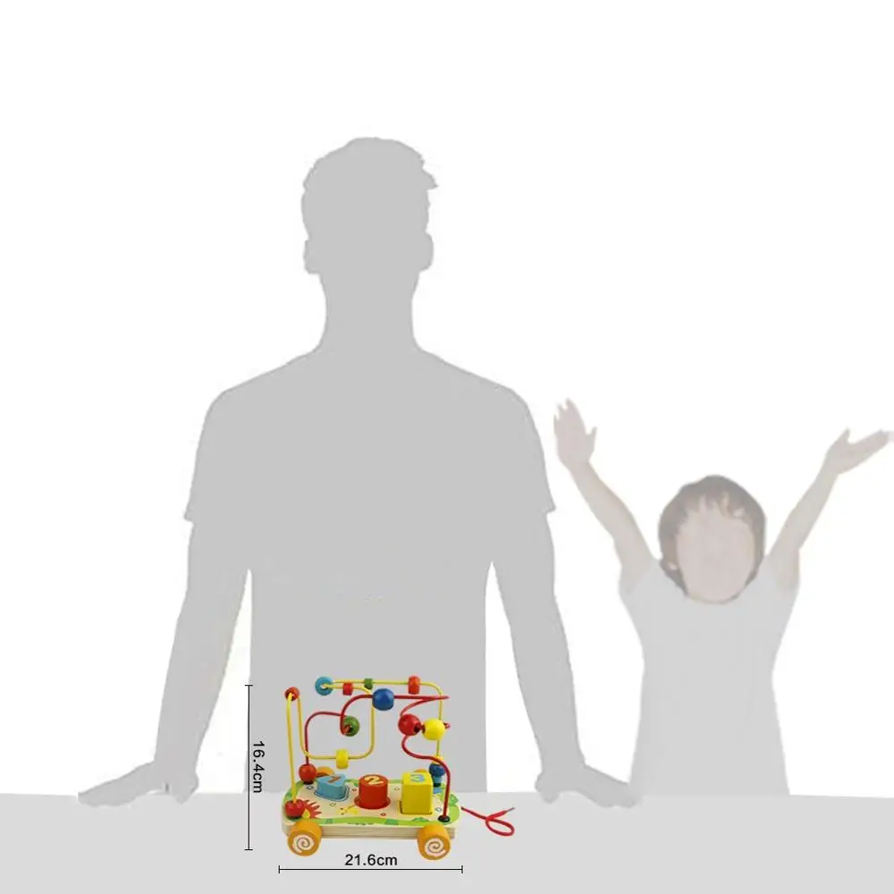 
Baby Wooden Toys Bead Maze Wooden Car Roller Coaster Beads Abacus for Toddlers Travel Games Educational Shape Sorter Game 