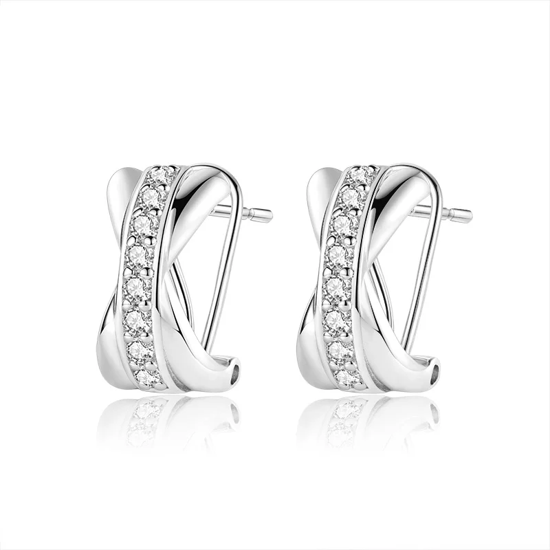 Fashion 925 silver jewelry statement high polished hoop earrings