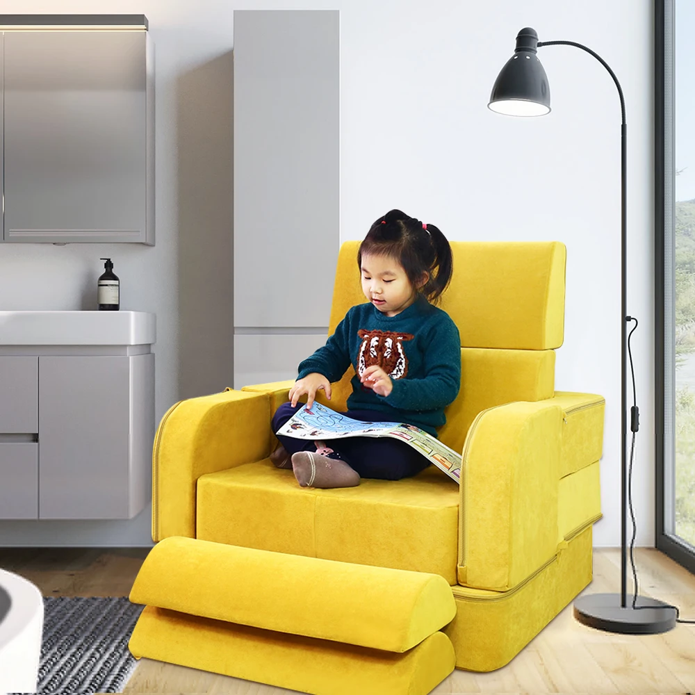 
2021 micro-suede cover foldable children nugget play foam couch magnetic with waterproof liner 