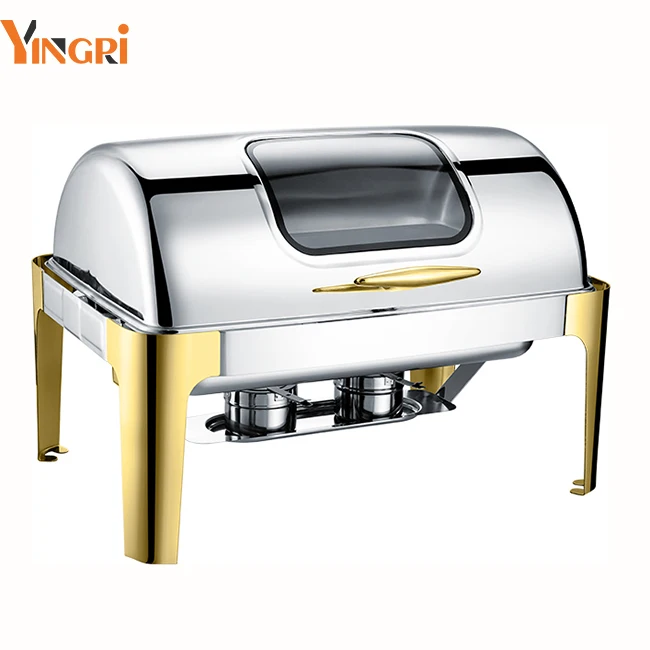 723GHKS Chaffing Dishes Buffet Catering Stainless Steel  Food Warmer Gold Hydraulic Chef Chafing Dish Buffet Set For Catering
