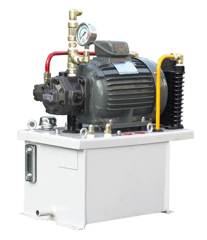 Double-acting hydraulic pump station for railway lifting equipment