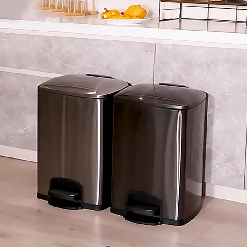 Leasylife household small stainless steel trash can with soft cover foot anti-fingerprint trash can