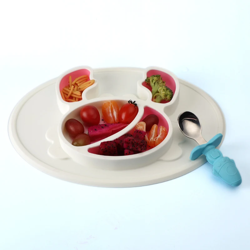 BPA Free Food Grade Cute Crab Suction Cup Baby Non-Slip Placemat Food Assortment Silicone Bowl