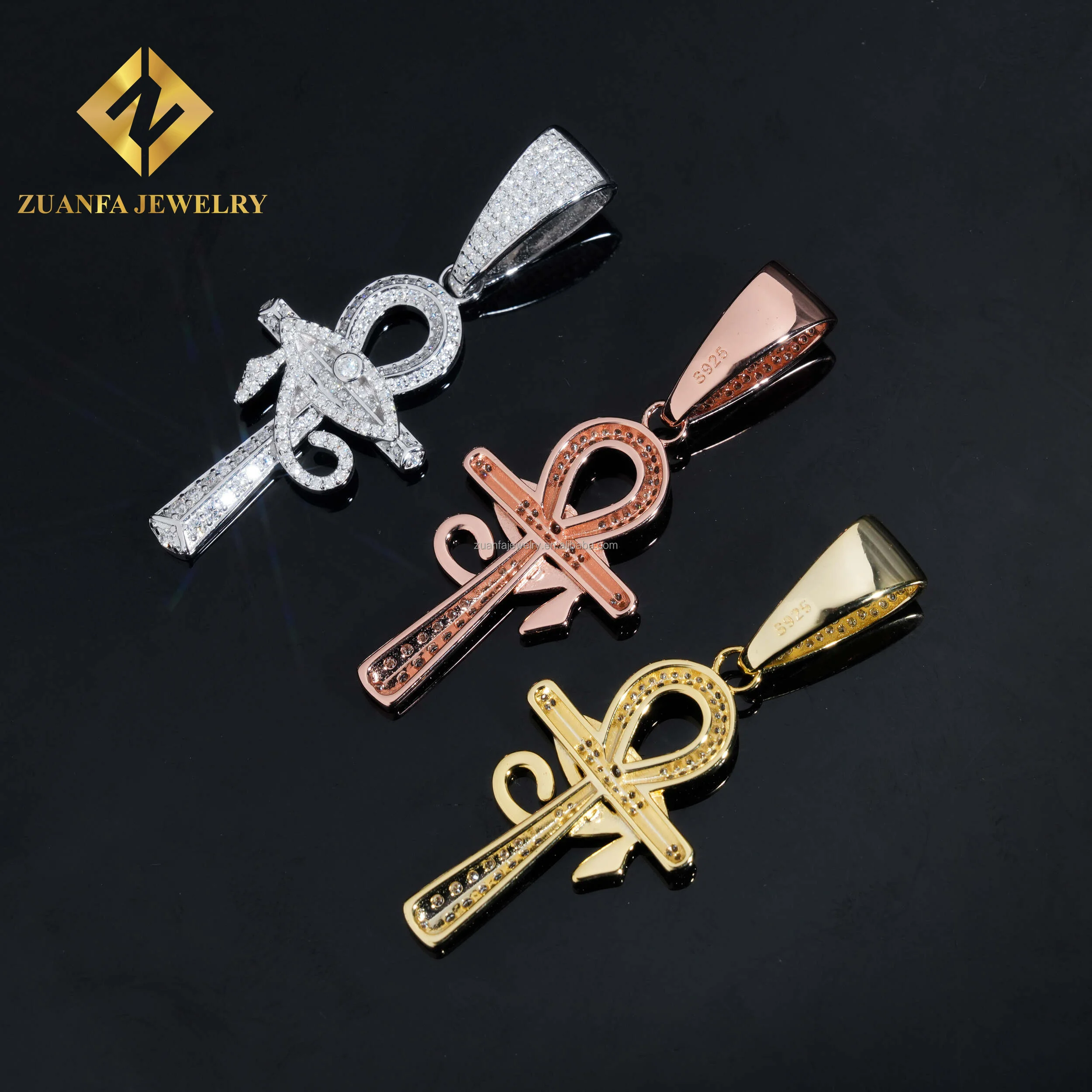 Pass Diamond Tester Best Selling GRA Certificate Iced Out Hip Hop Jewelry 925 Silver  Moissanite Diamond Evil Eyes Cross Pendant