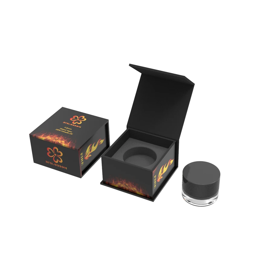Magnetic closure concentrate jar packaging box with foam insert