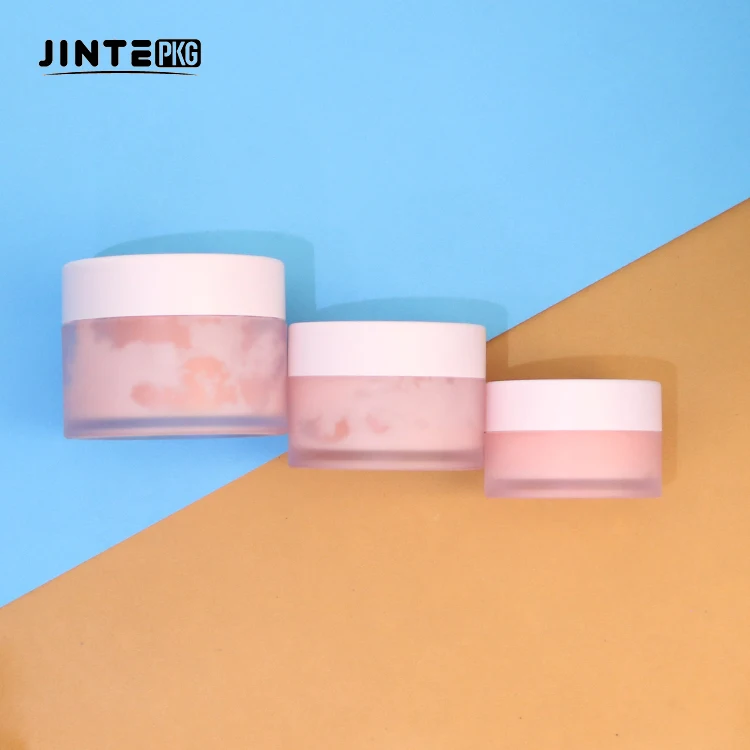 Custom Sweet Empty Lip Balm Lip Scrub Container PETG Small Plastic 5g 10g 15g 30g Frosted Jar with Pink lids