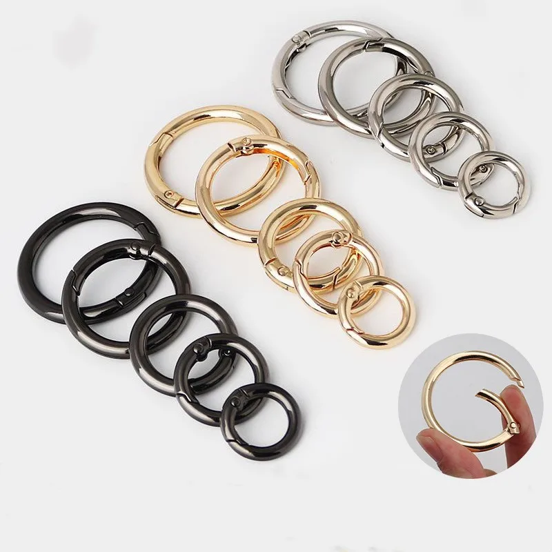 Handmade Metal Circle Snap Carabiner Clip Hook O Ring Spring Gate Clasp Buckle Round Spring Buckle For Handbag