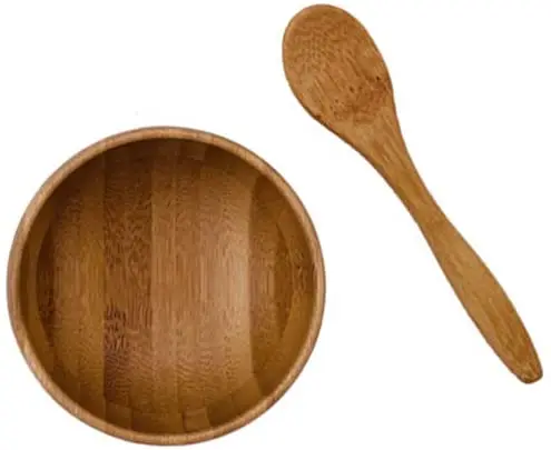 Eco Bamboo Face-Pack Mixing Bowl With Spoon Cute Small Facial Skin Care Mixing Bowl Mini Makeup Cosmetic Beauty