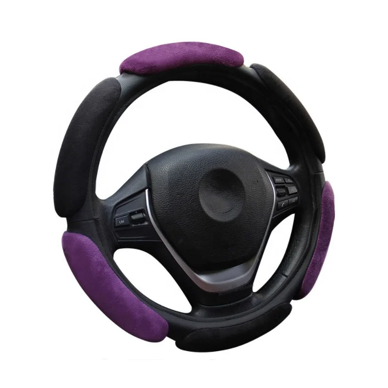 Hot sale 3D Sports sandwich suede comfortable leather steering wheel cover universal for four seasons 15inch