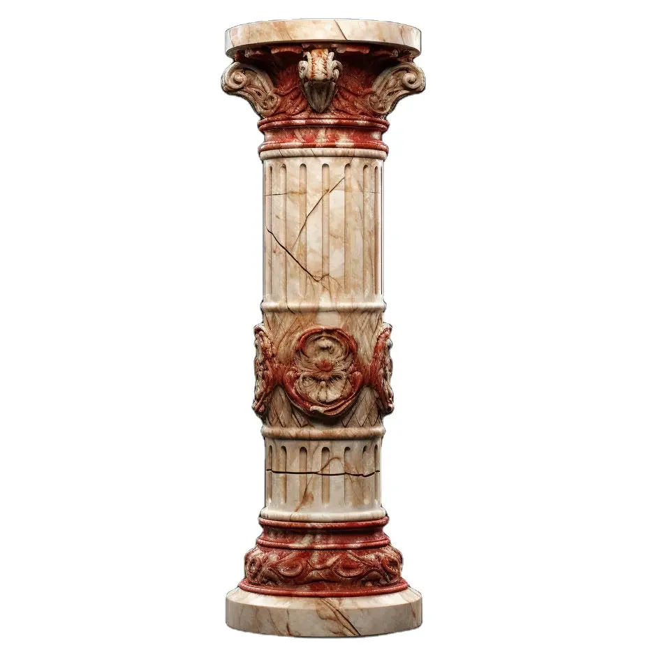 Shengye Big Size Roman Column Pillar Natural Marble Outdoor Decoration Hand Carved High Quality