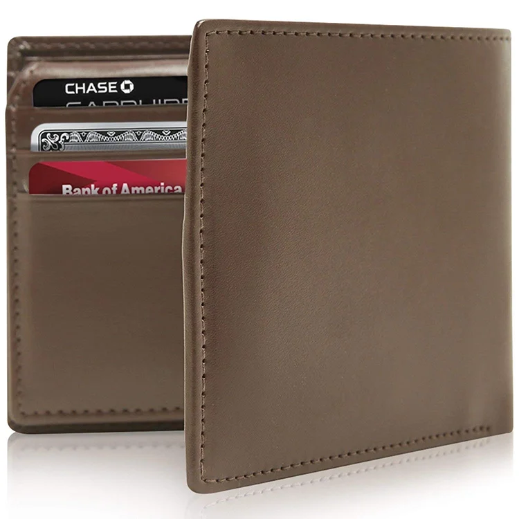  Роскошный мужской кошелек двойного сложения из тонкой натуральной кожи с RFID-защитой мужские кошельки индивидуальным логотипом бренда