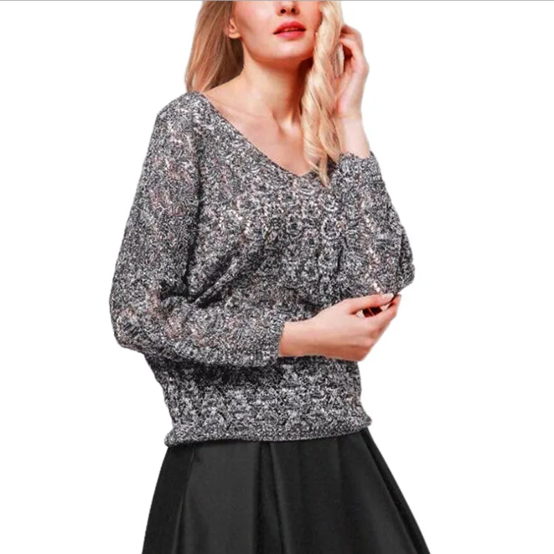 Promotion Cheap V neck Loose Knitted Pullover Sweater For Women