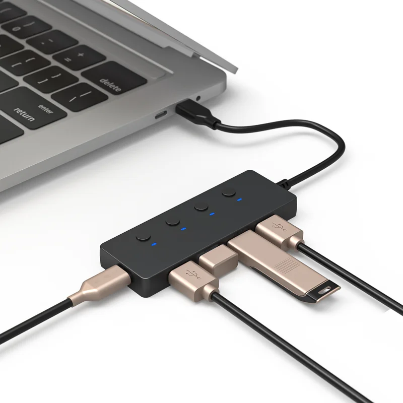 New arrival hot sale  usb 3.0 4 ports hub with led high speed 4 port usb 3.0 hub data trans hub usb c 3.0