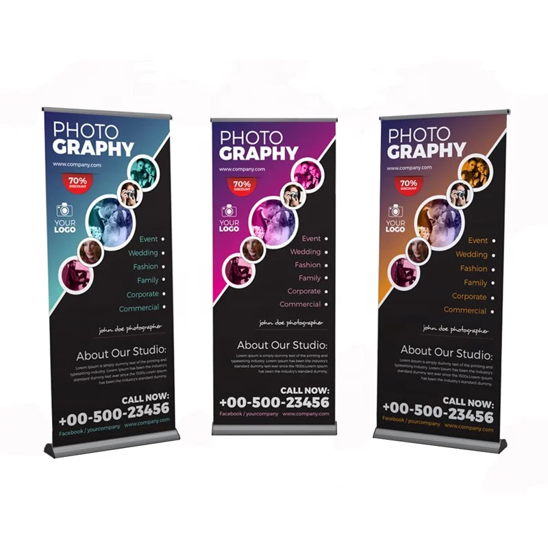 Retractable Banner Stand Stand Cheap Standard Size Of Roll Up Banner From Factory For Advertising