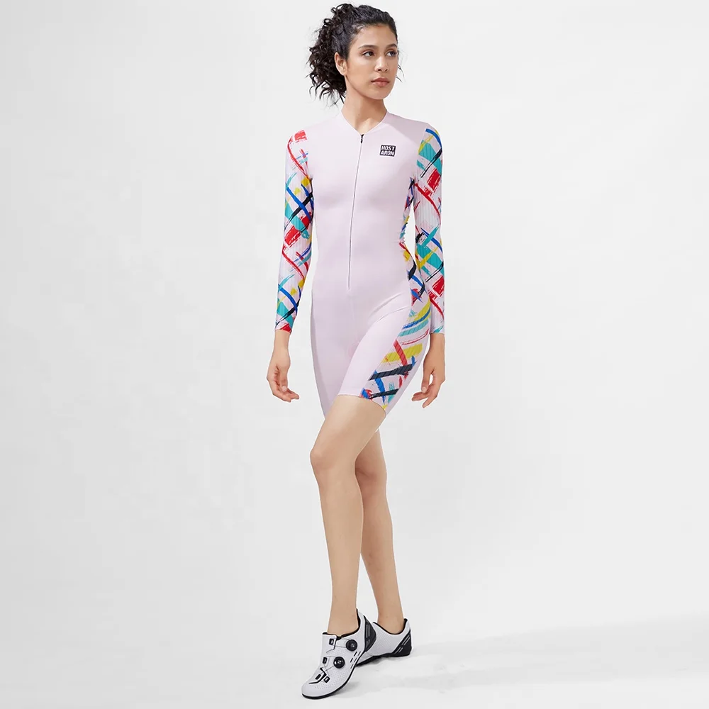 HOSTARON Long Sleeve Cycling Clothing Pink Bike Wear Running Swimming Triathlon Clothing