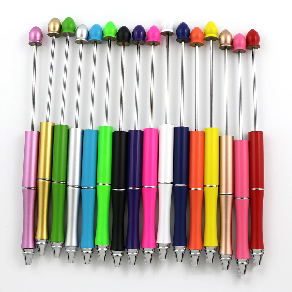 waterdrops Bead Pen DIY Personalized Beaded Decorative Beads Ballpoint Pen Metal Blank Beadable Ball Pens