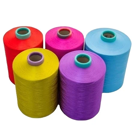 Polyester embroidery thread dty 150D 48F Semi dull Nim  dope dyed color yarn for knitting