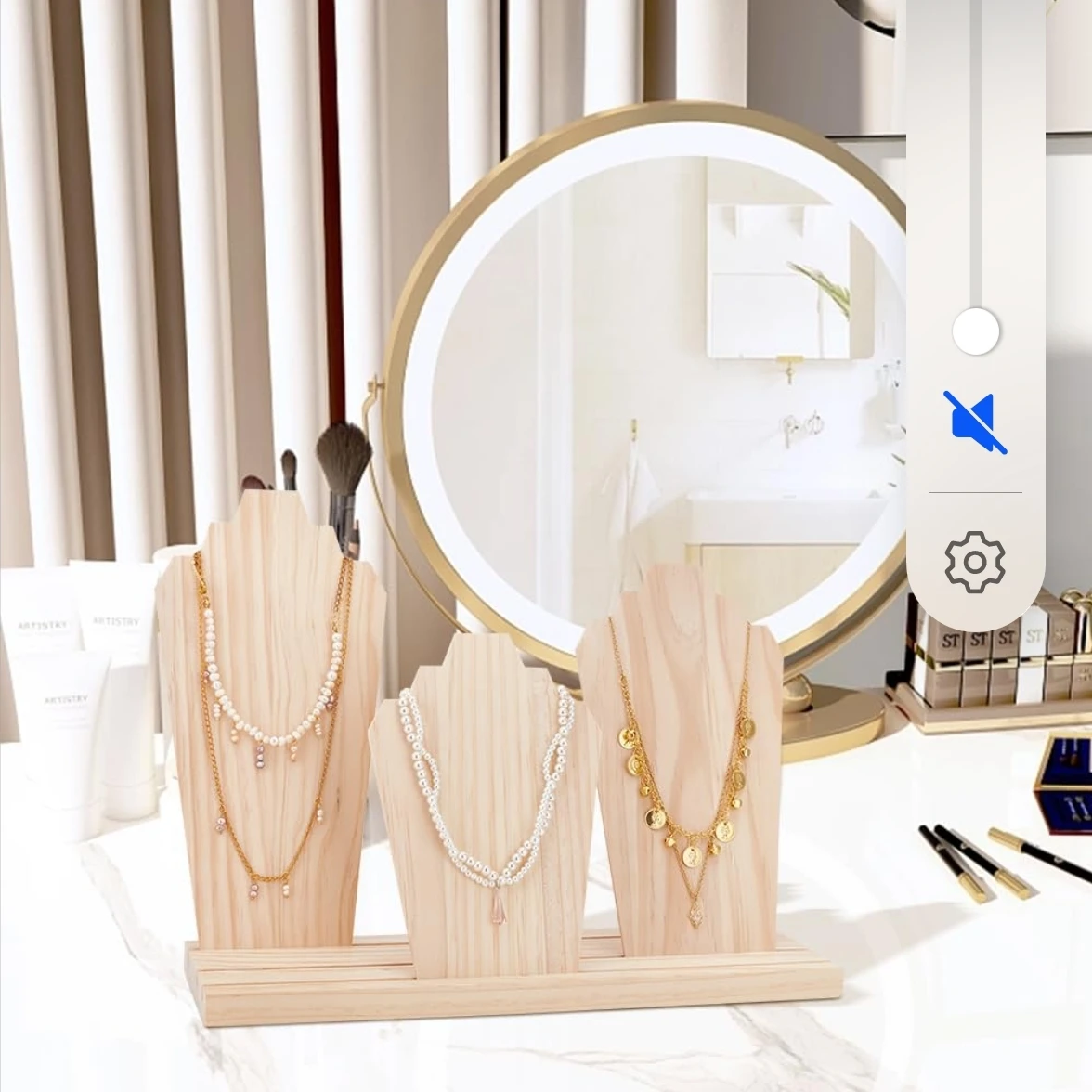 Single-Tier Freestanding Brown Wood Necklace Display Stand Easy Installation Jewelry Storage Easel Holder Rack