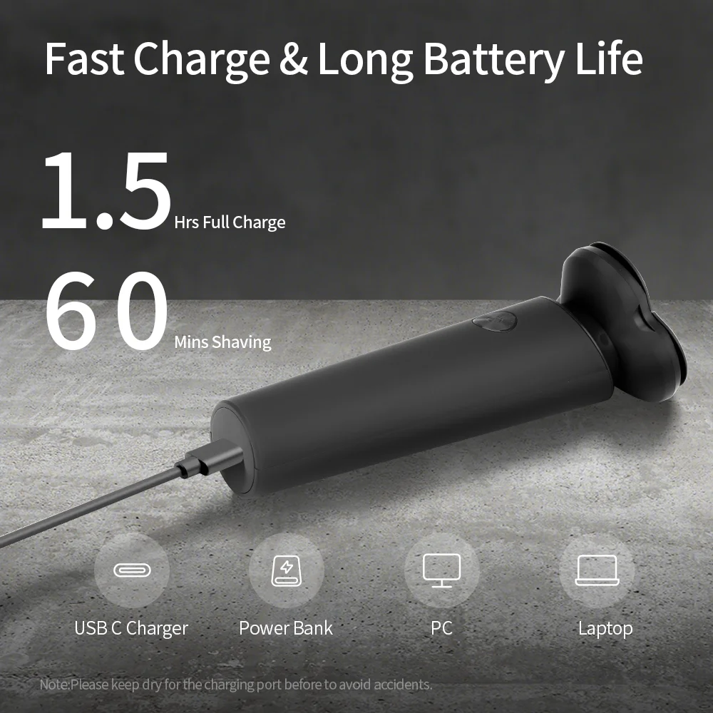 PRITECH Three-Head Floating Knife Head Cordless USB Portable Rechargeable Electric Shaver Men