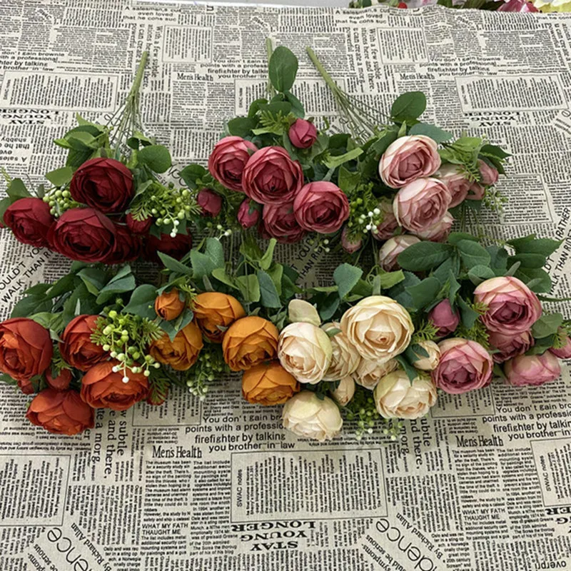 IFG New Arrival 11 Branches Camellia Rose Artificial Flower for Wedding Party Home Decor