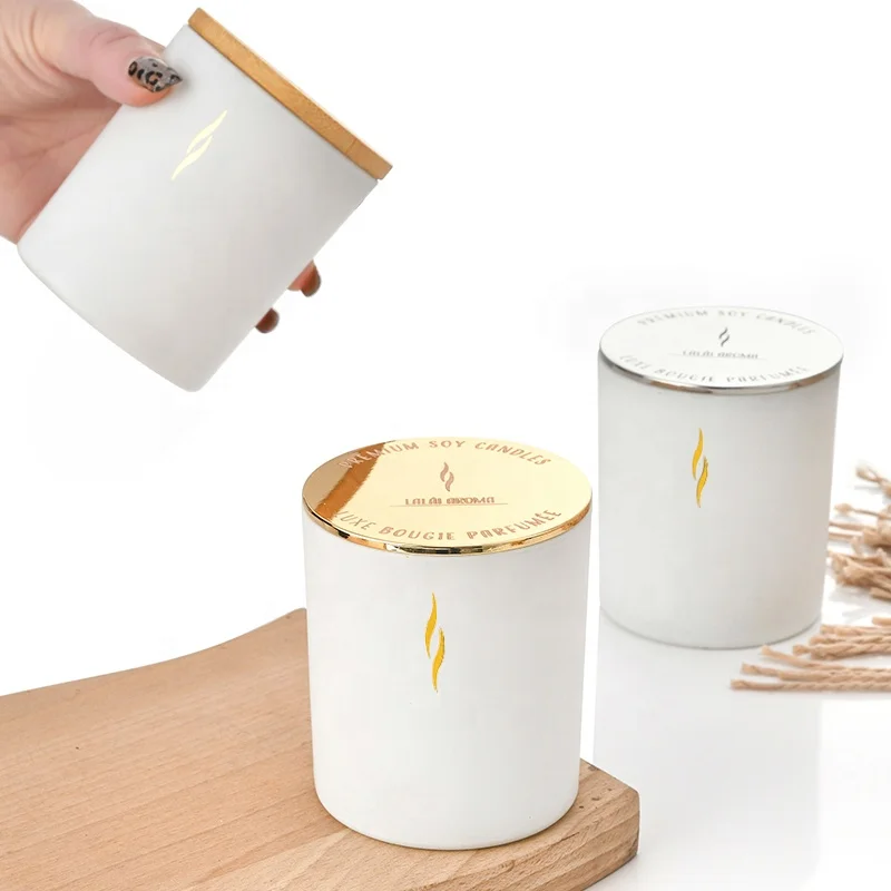 Halloween Craft Candle Jars Matte black Empty glass Candle Vessel with laser logo metal lid and box for candle making