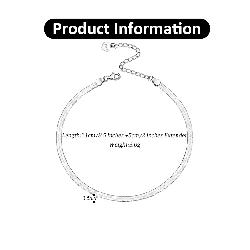 RINNTIN SA12 Jewelry Finding 925 Silver Anklets Summer Snake chain Ankle Bracelet For Women Tobillera Gold Custom Ancle Bracelet