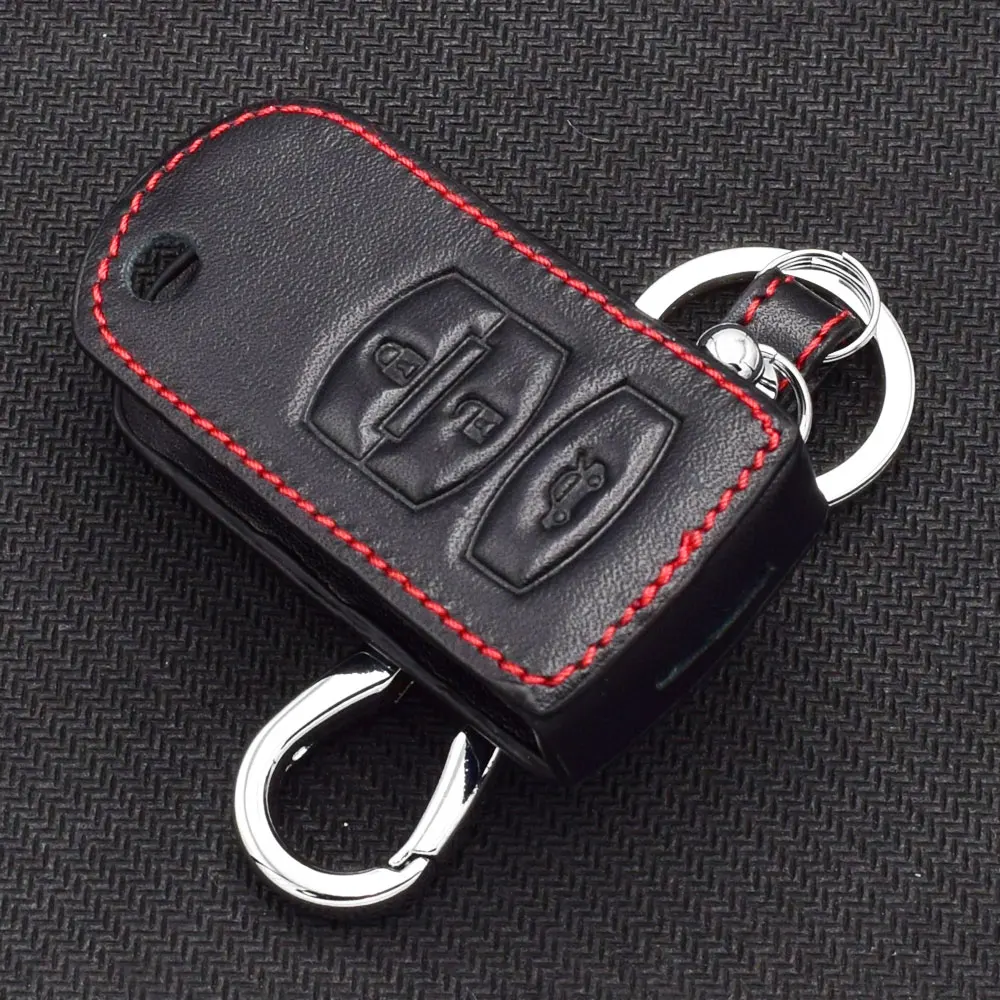3 Buttons Leather Car Key Case For MAZDA 2 3 6 M2 M3 M5 M6 CX-5 Folding Remote Fob Cover Keychain Holder Bag Auto Accessories