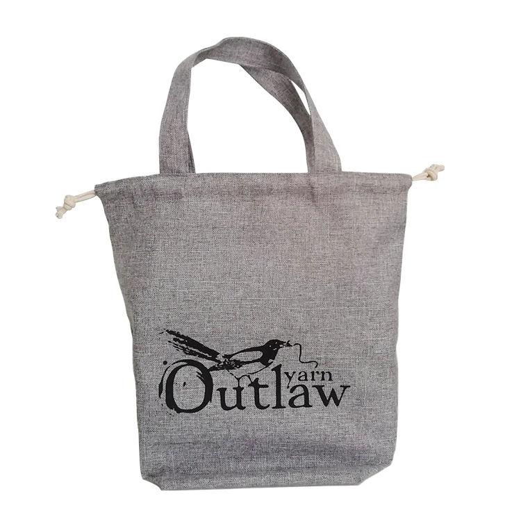 Eco-Friendly Silk Screen Printed Factory Wholesale Christmas Gift Hemp Drawstring Bag