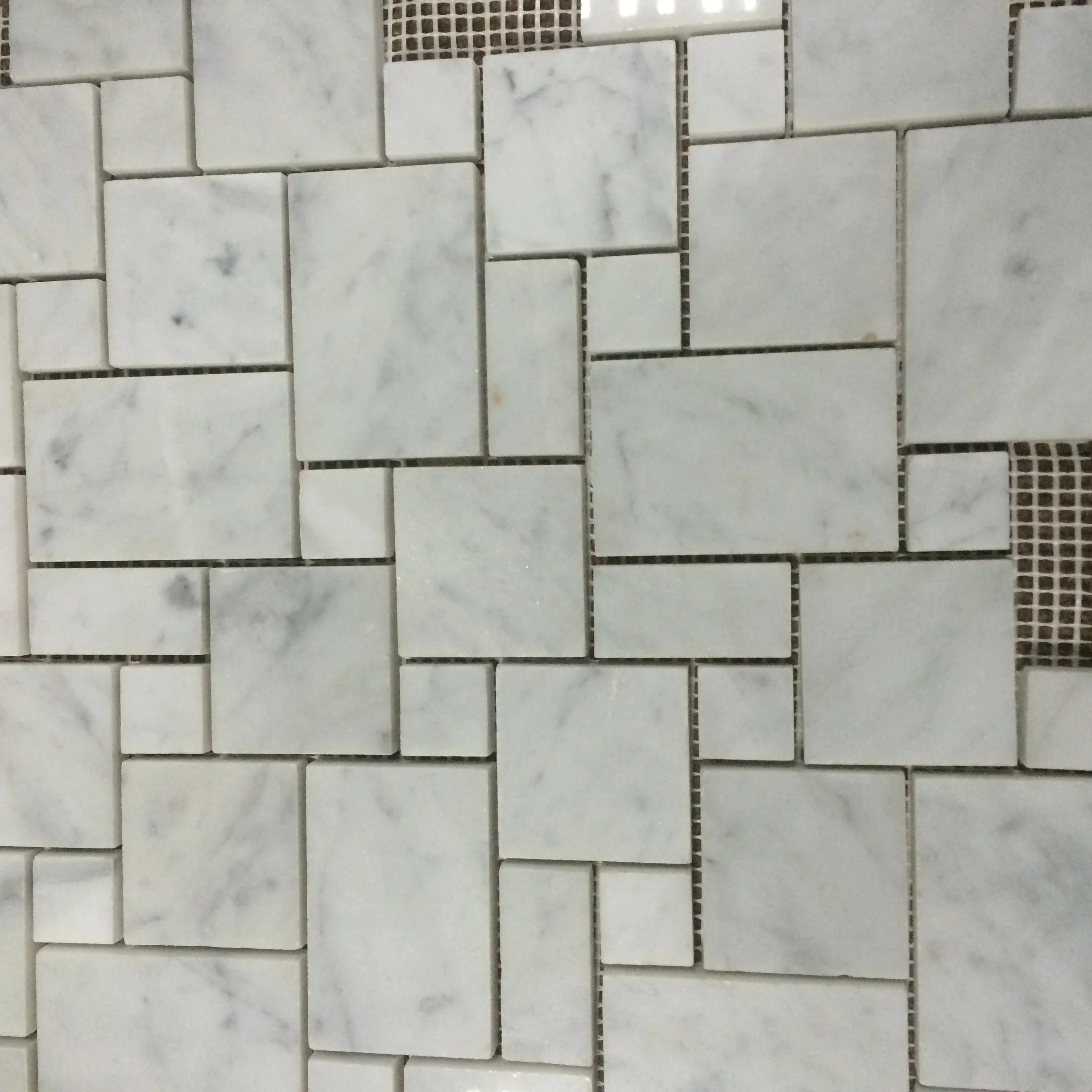 Classic America Style Mini French Pattern Mosaic Tile White Marble Tile Floor Mosaic Tile For Villa Bathroom Decor