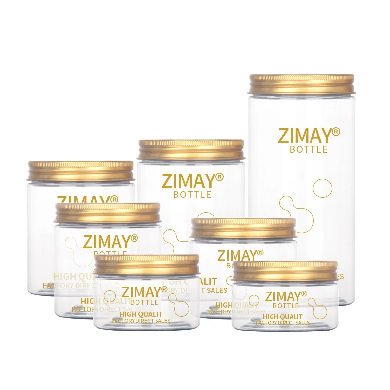 Food grade round body butter makeup bottle empty plastic jar lotion container 80g 100g 200g 250g 300g 500g gold cap