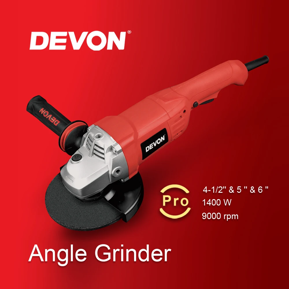 DEVON 150mm Angle Grinder Anti-vibration Handle Pro Lithium Angle Grinder Battery Electric