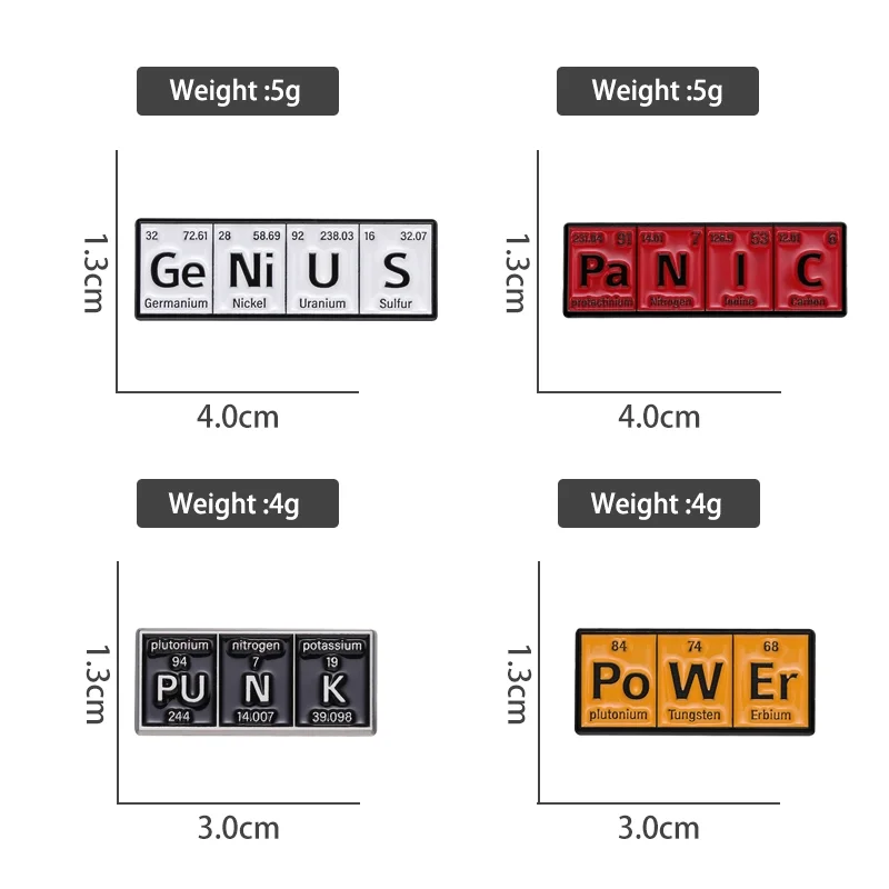 Chemical symbol brooch custom badges small badge badge science metal crafts