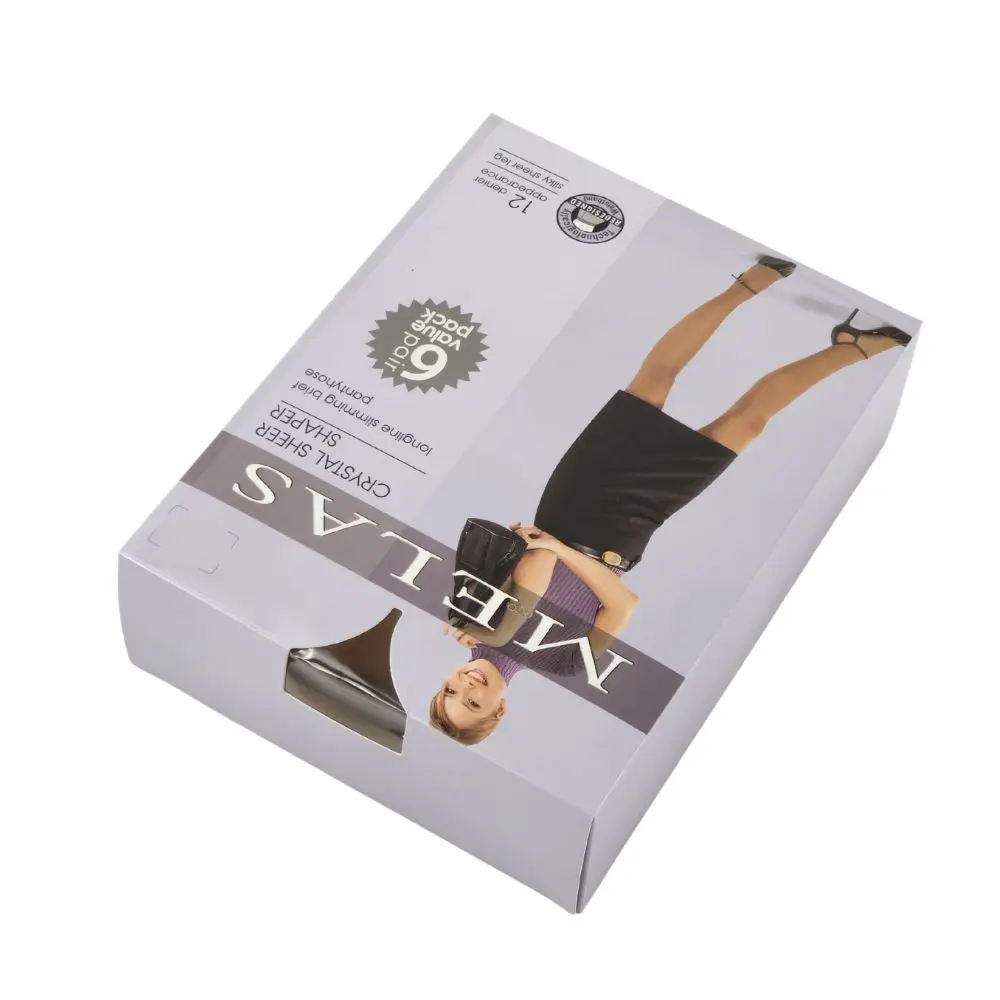 Recyclable Customized Packaging and Logo Printing Retail Womens Underwear Packaging Box with Window for Silk Stockings