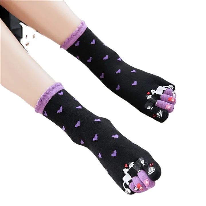High Fashion Cartoon Five Toe Socks Young Girl Boy Cotton Cartoon Tube Toe Socks