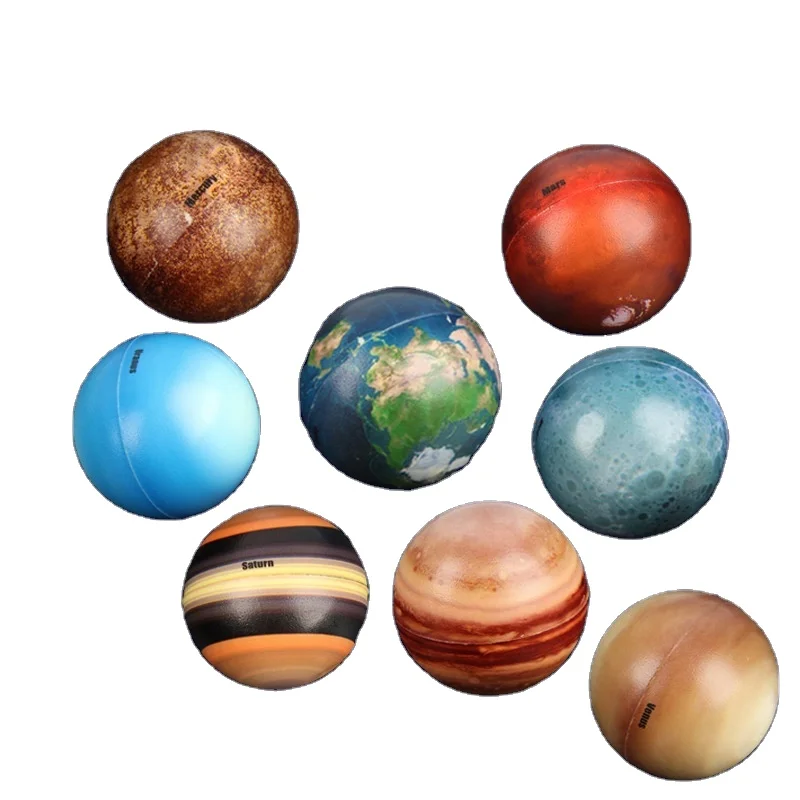 Jincan Eight Planets Sun Moon 6 cm Solid Sponge Stress Ball Color-Printed Early Education PU Ball Slow Rebound Starry Design