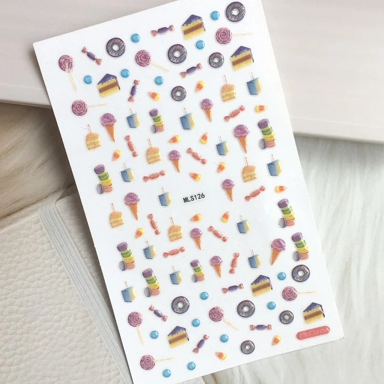 3D Jelly Like Nail Sticker For Nail Art Decoration 3D Embossed Sweet Cute Candy Nail Decals For Girls Kids Women