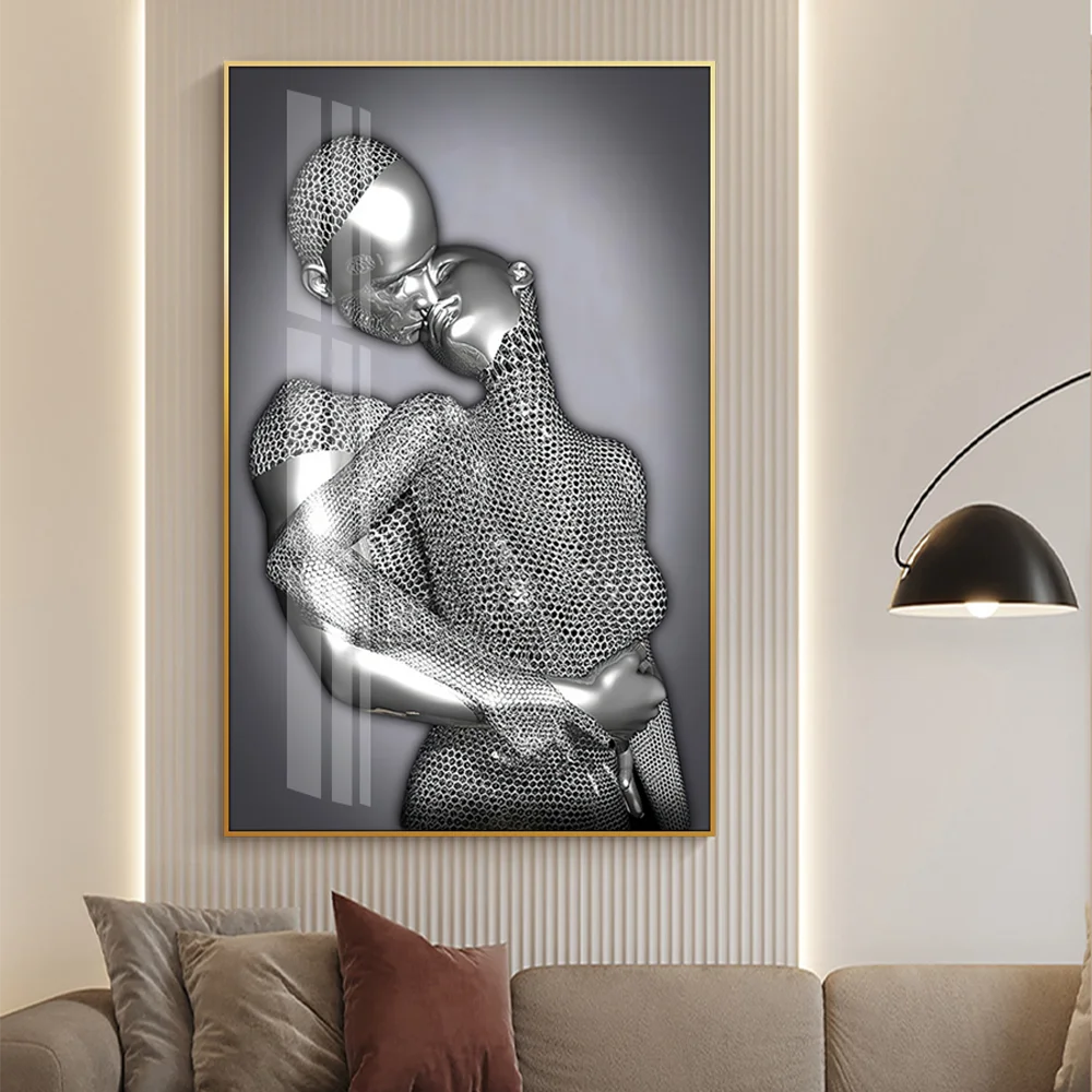 Guanjun Sexy Body Art Supplier Modern Painting Abstract Wall Art Home Decor Crystal Porcelain Painting Custom