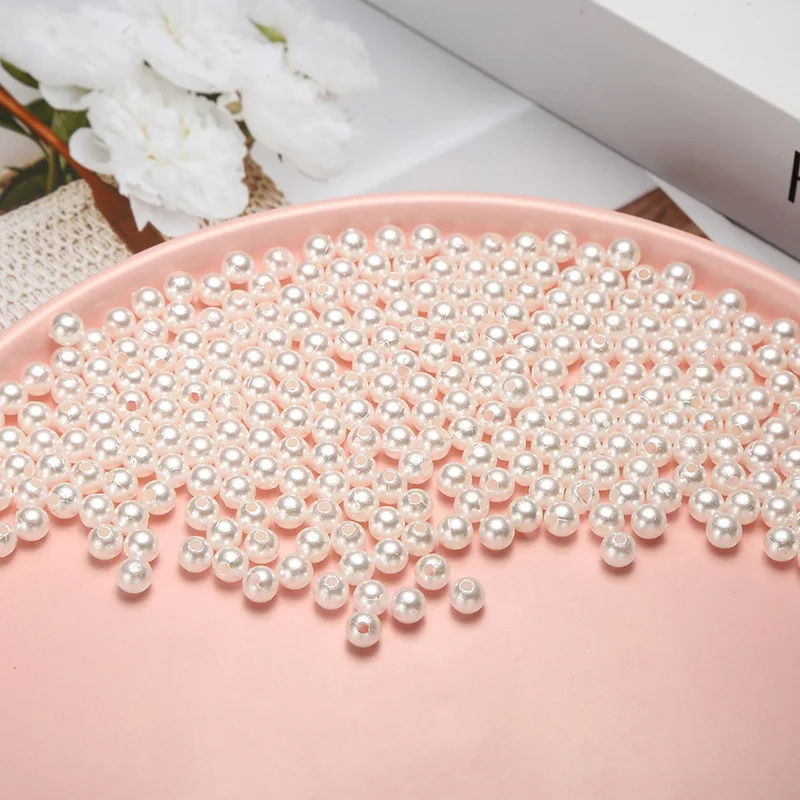 Low Price Wholesale High Quality ABS Loose Beads White Round Hole Imitation Pearl for DIY Jewelry Making