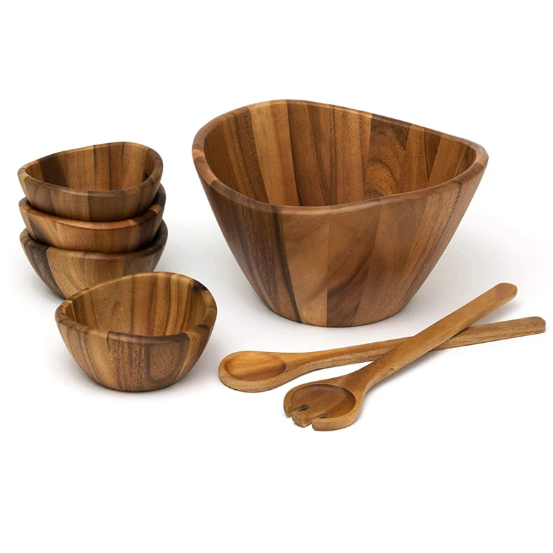 Wholesale  customized 100% 	 acacia wooden salad serving bowl for Fruits or Salads