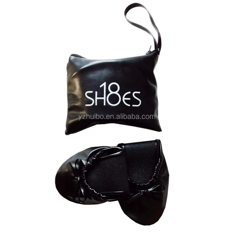 
wholesale Top selling girls folding wedding gift ballet flats with private logo printed foldable ballet flat 