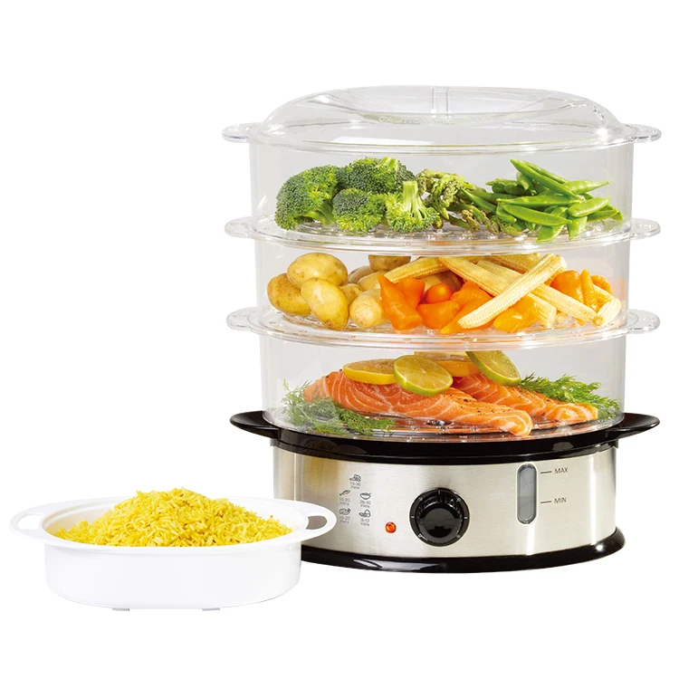 XJ-12851 Durable Multi-Purpose Stainless Steel Food Steamer Pot Electric Food Steamer