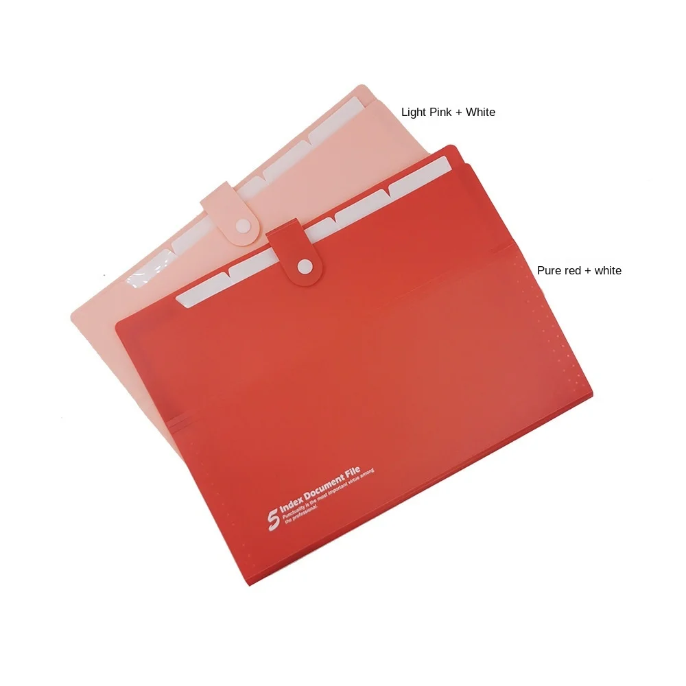 POLY PP Plastic Expanding Folders 13 Pockets Accordion With Handle And Cloth Edge File Bag